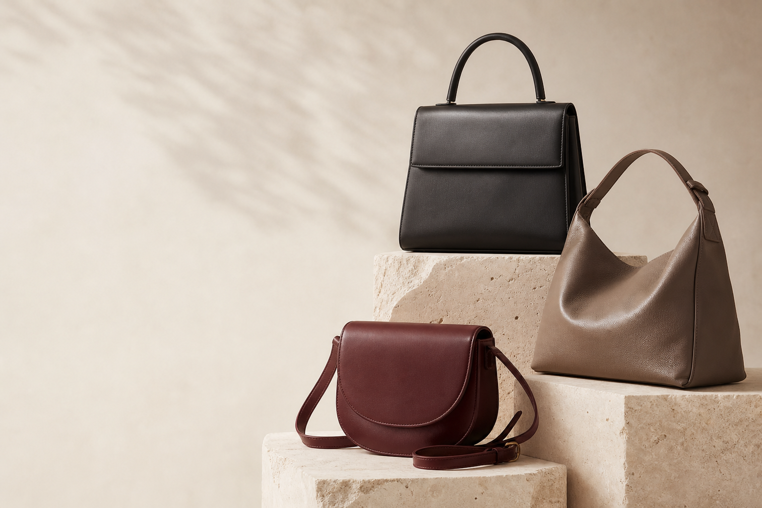 A curated collection of luxury handbags